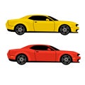 Red and yellow sport car,vector illustration, flat style Royalty Free Stock Photo